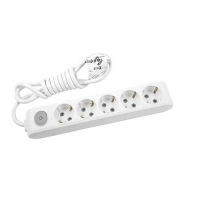 WLTA04532WH-MULTISOCKET 5 x 2P+E WITH LUMINUS SWITCH AND 3m CORD
